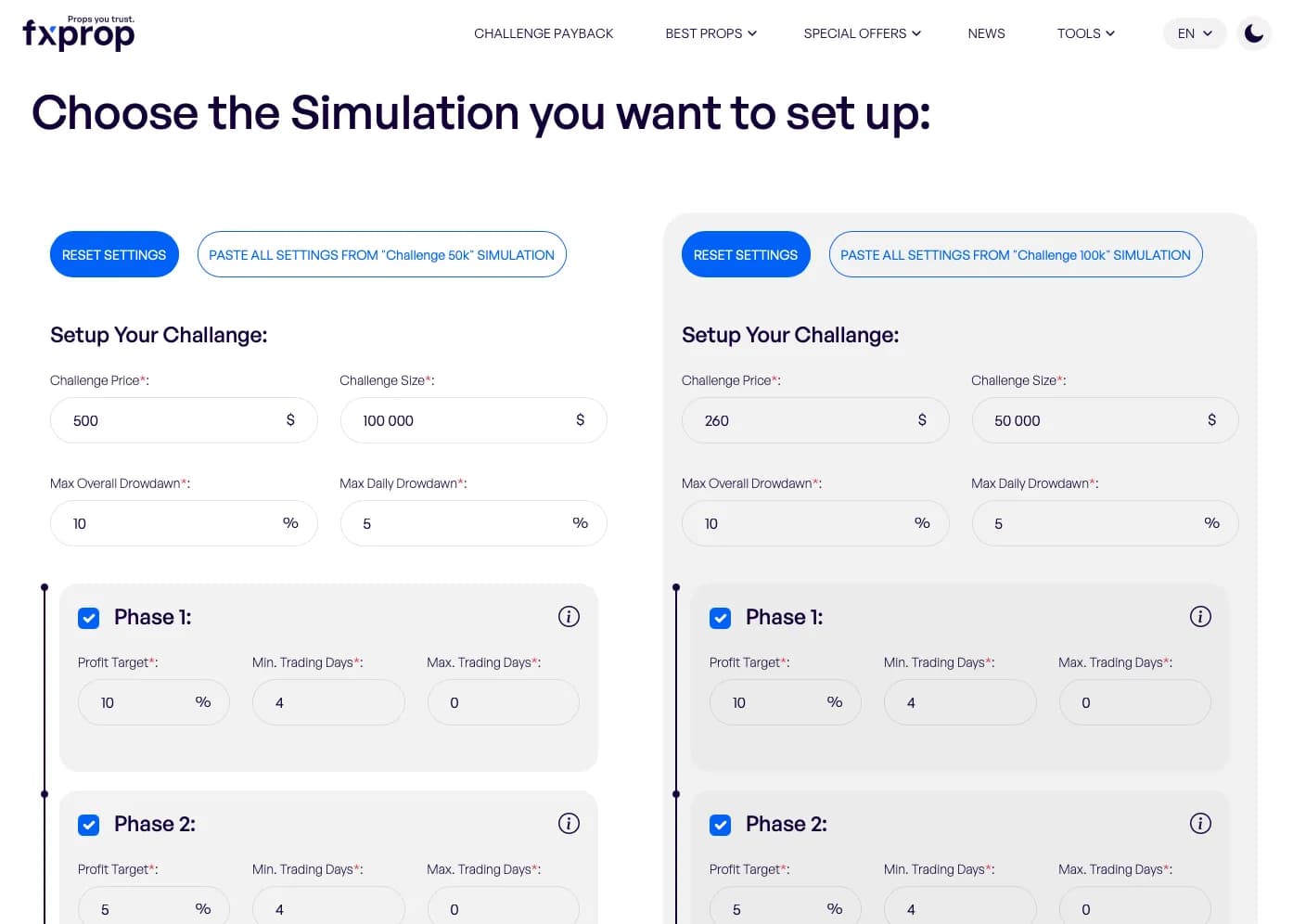 Prop Trading Simulator for fxprop.com